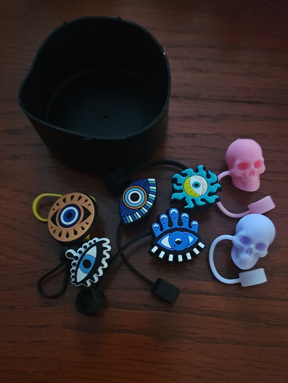 Kids Silicone Skull & Eye Elastic Hair Ties - Pink, Purple, Blue, Black